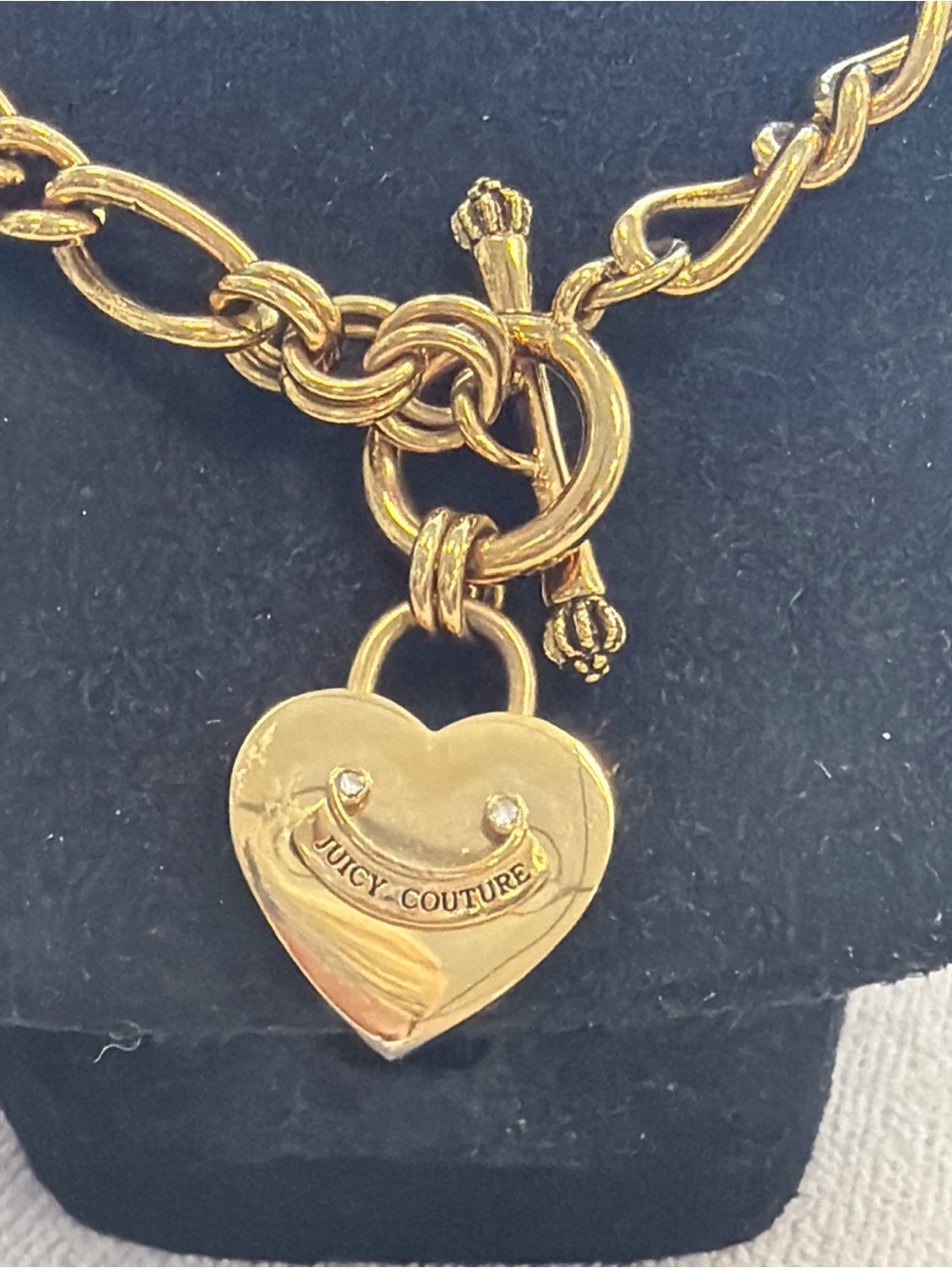 Juicy Couture Vintage Heart Gold Tone Chain Necklace Heavy 16" Y2K Royal Rare - Picture 6 of 8